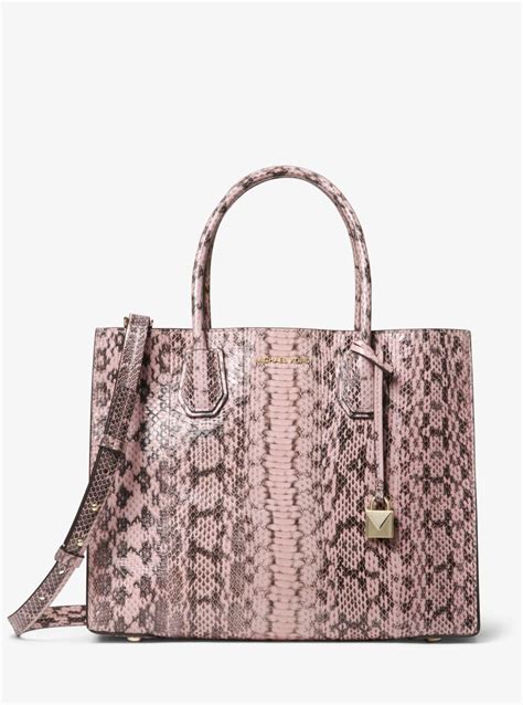 michael kors snakeskin purse crossbody|mercer large snakeskin tote bag.